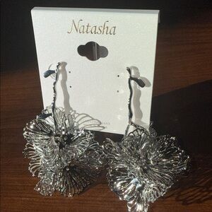Natasha Couture‎ Flower Drop Earrings In a Silver-tone Finish